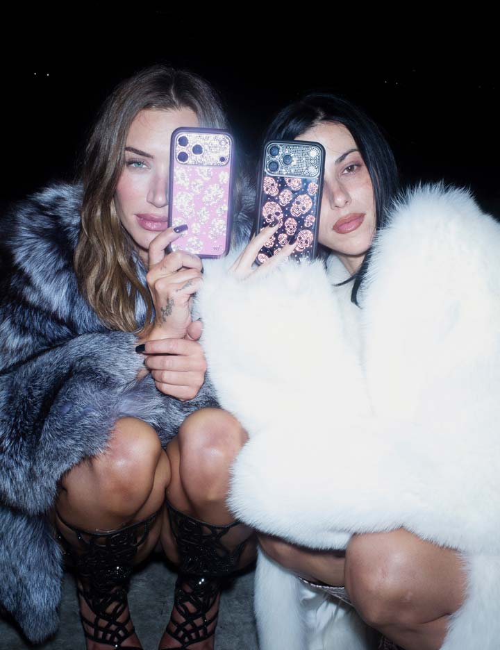 Lifestyle Image 02 Better Half with Stas and Vic Rhinestone Skull Black and Pink iPhone Case