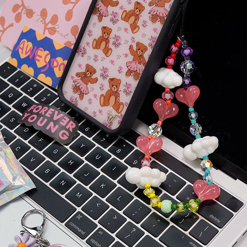 Rainbow Kawaii in the Sky Wristlet Phone Strap