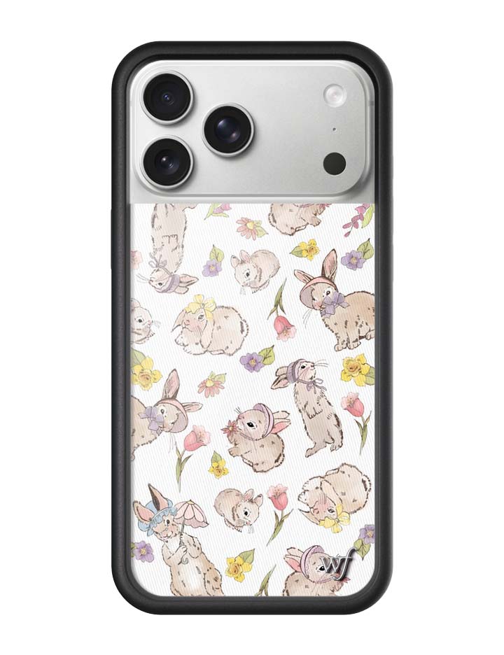 Wildflower Cases - Bunnies in Bonnets Case, Compatible with Apple iPhone 16/15/14/13 | Coquette, Cottagecore, White, Floral Wildflower Cases - Bunnies in Bonnets Case, Compatible with Apple iPhone 16/15/14/13 | Coquette, Cottagecore, White, Floral