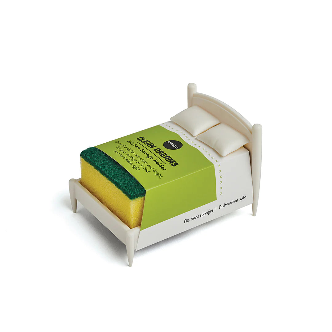 OTOTOs Clean Dreams is a sponge crafted like a bed with pillow and headboard.