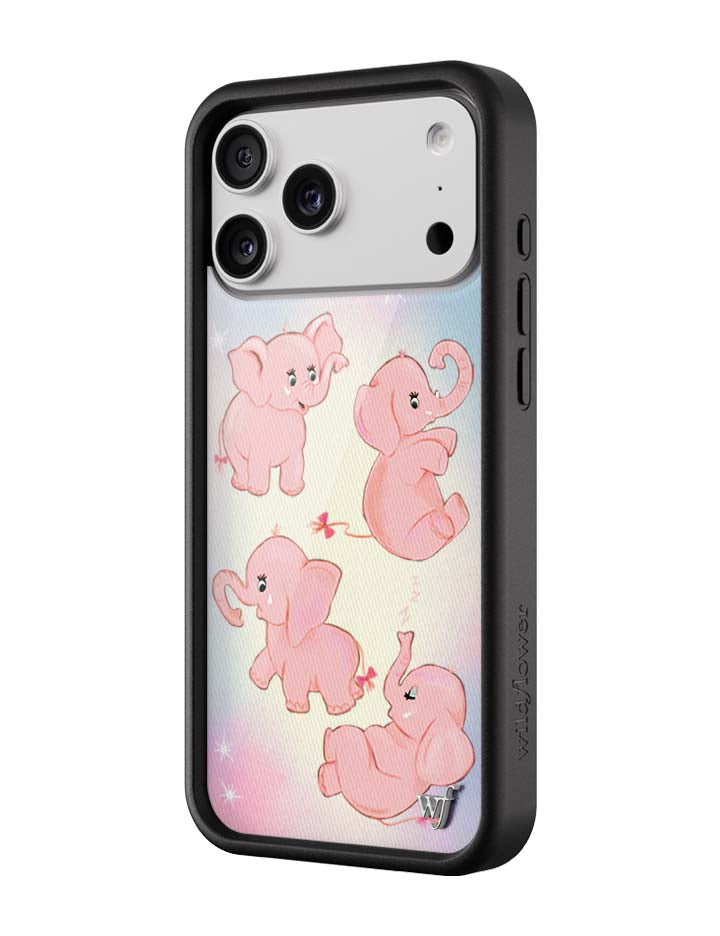 Wildflower iPhone case 17 Pro Max Pink Elephants Animal Cute