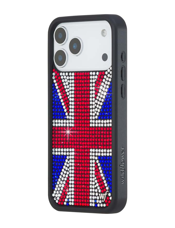 Wildflower iPhone case 17 Pro Max Rhinestone Union Jack Red Cute
