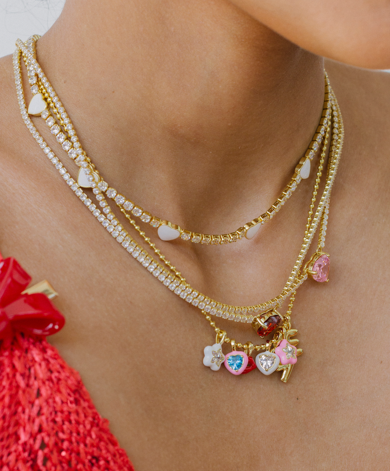 ENAMEL HEART TENNIS NECKLACE