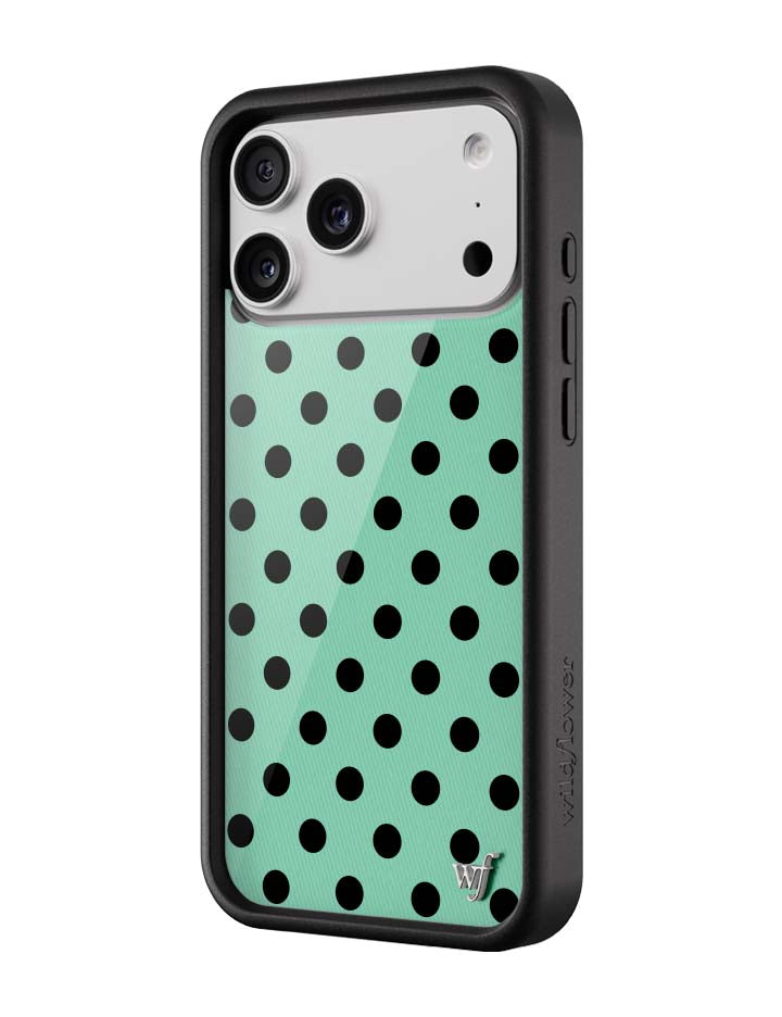 Wildflower iPhone case 18 Pro Max Polka Dot Turquoise Black Cute