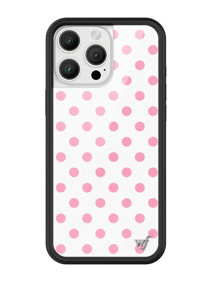Wildflower iPhone case 16 Pro Max Polka Dot White Pink Cute