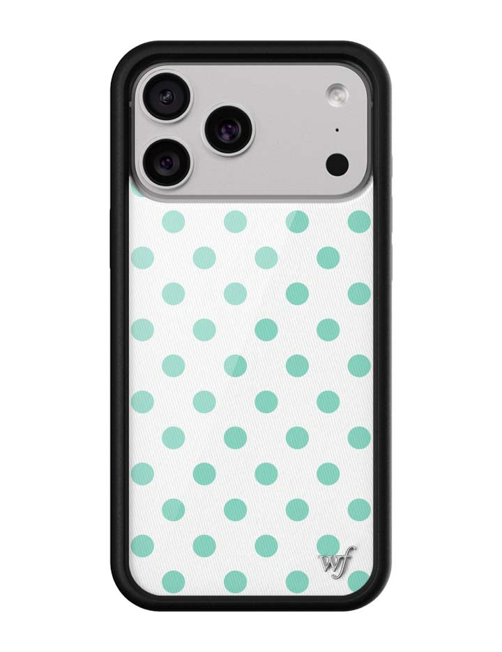Wildflower iPhone case 18 Pro Max Polka Dot White Turquoise Cute