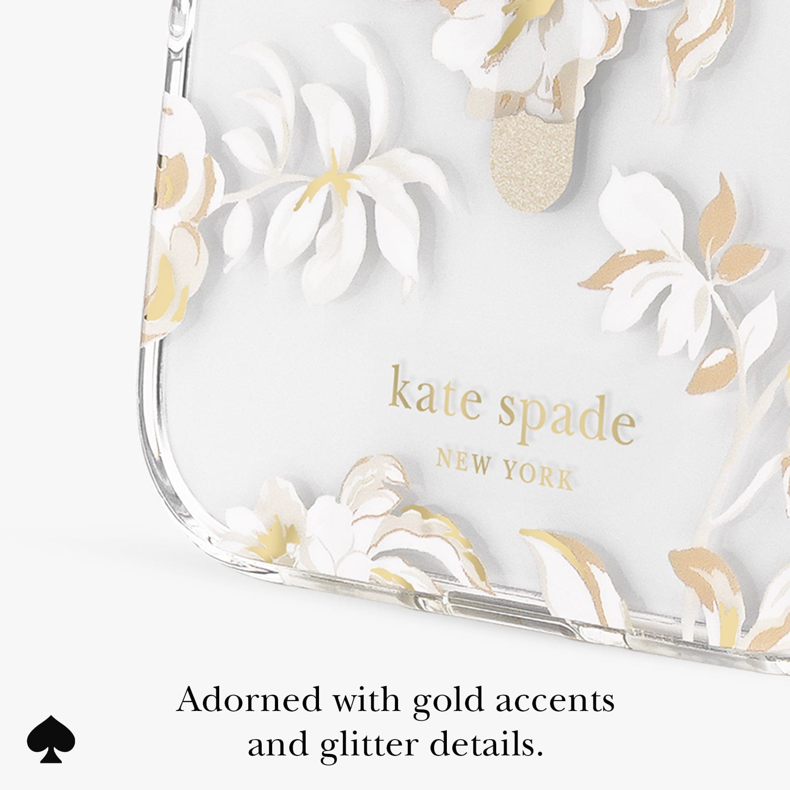 Adorned with gold accents and glitter details