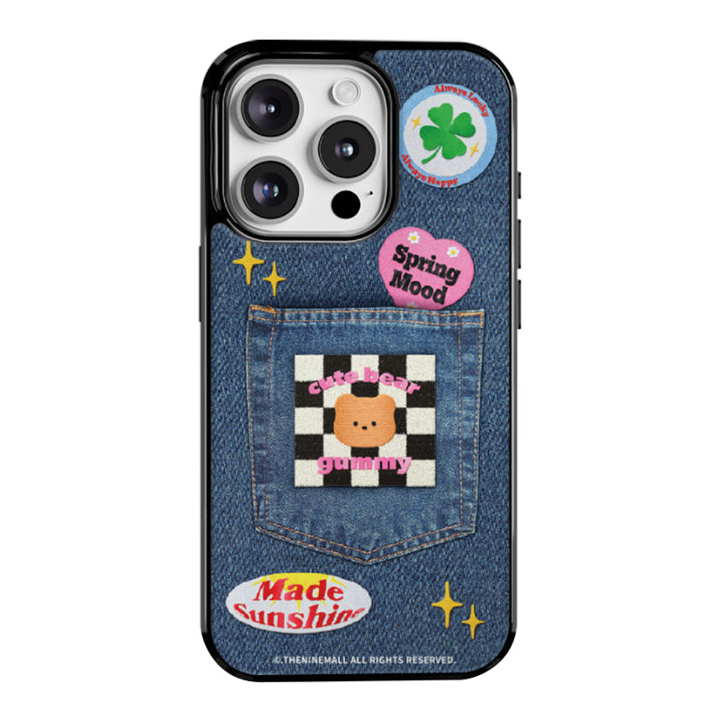THENINEMALL Gummy Patch Denim Glossy Bumper iPhone 16 Pro Max Case – Cool &  Trendy Denim and Gummy Bear Patch Design, Shockproof Protection with Glossy  Finish for iPhone 16 – Stylish and