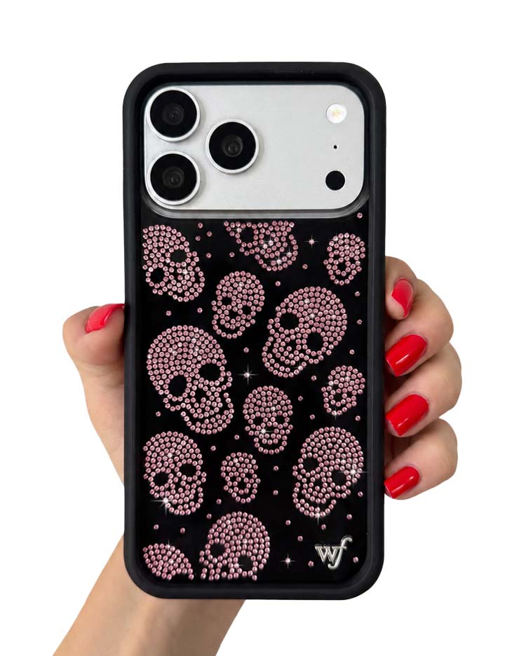Hand Pic Image 01 Better Half with Stas and Vic Rhinestone Skull Black and Pink iPhone Case