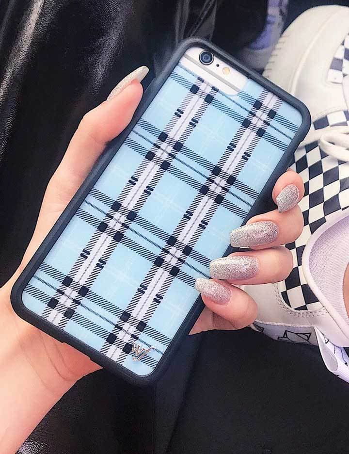 Wildflower Plaid Blue iPhone Case Lifestyle Image