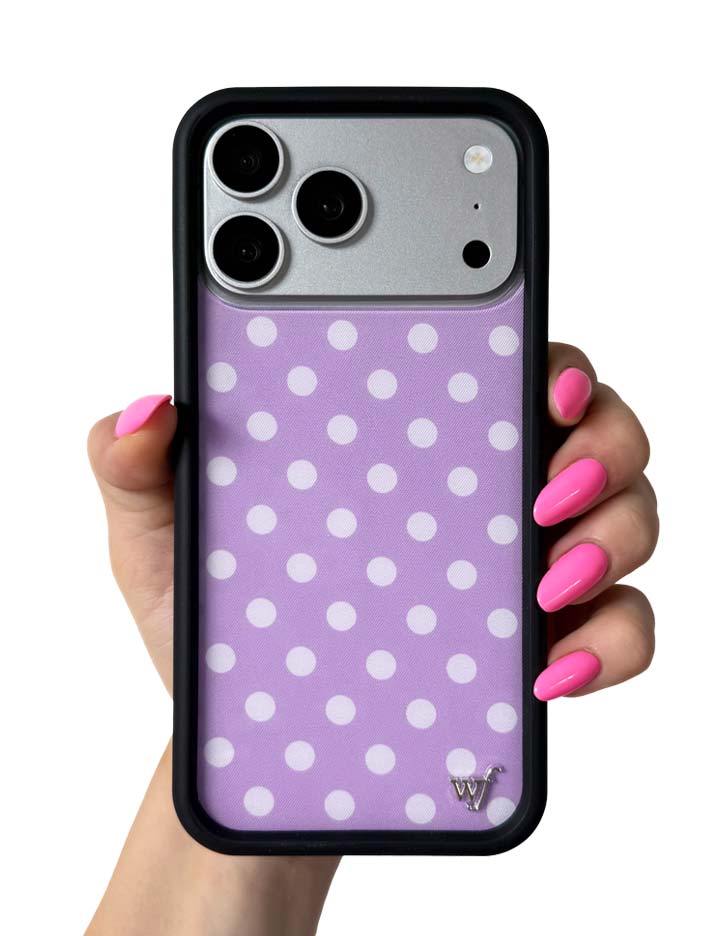 Hand Pic Image 01 Polka Dot Lavender and White iPhone Case
