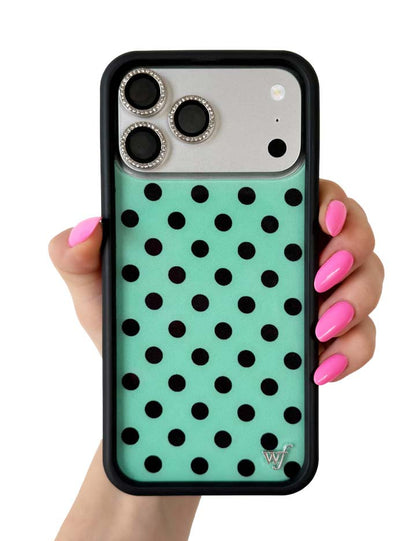 Hand Pic Image 01 Polka Dot Turquoise and Black iPhone Case