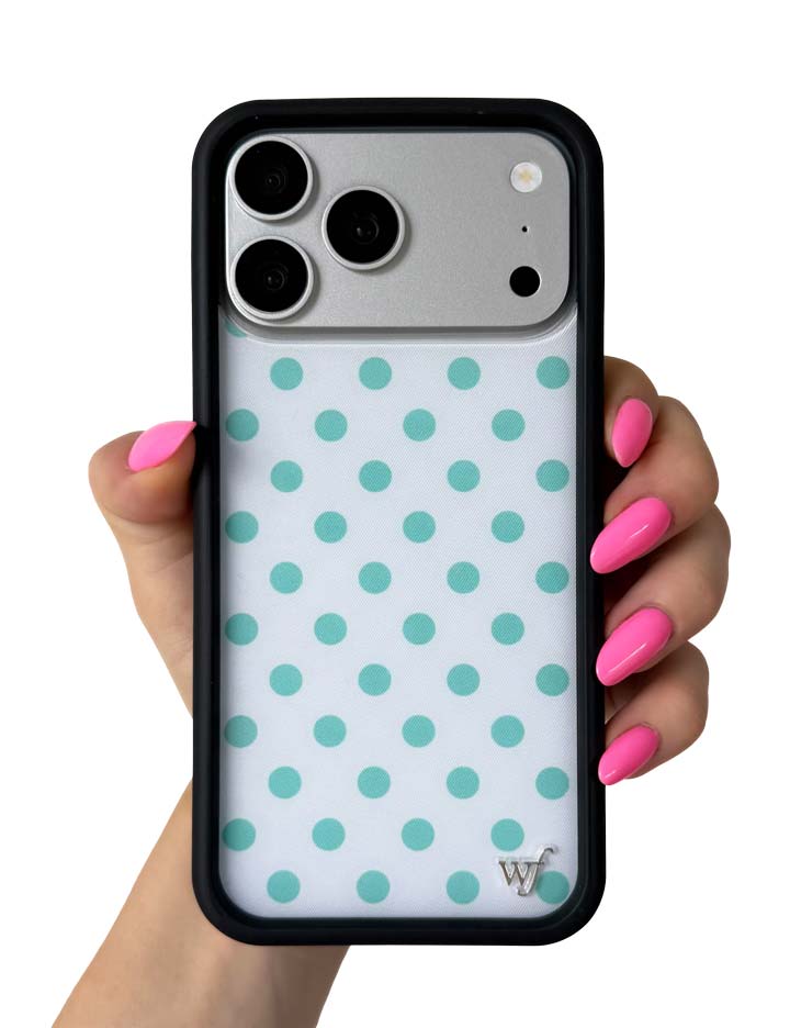 Hand Pic Image 01 Polka Dot White and Turquoise iPhone Case