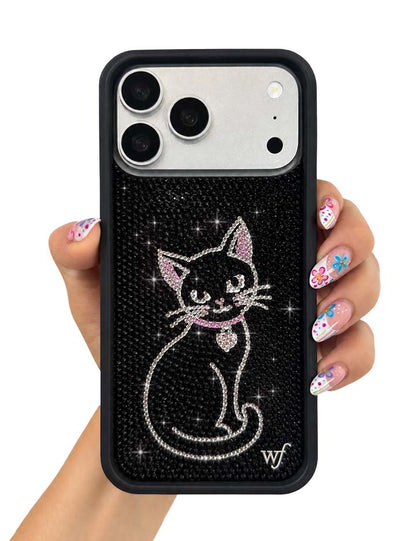 Hand Pic Image 01 Rhinestone Black Cat iPhone Case