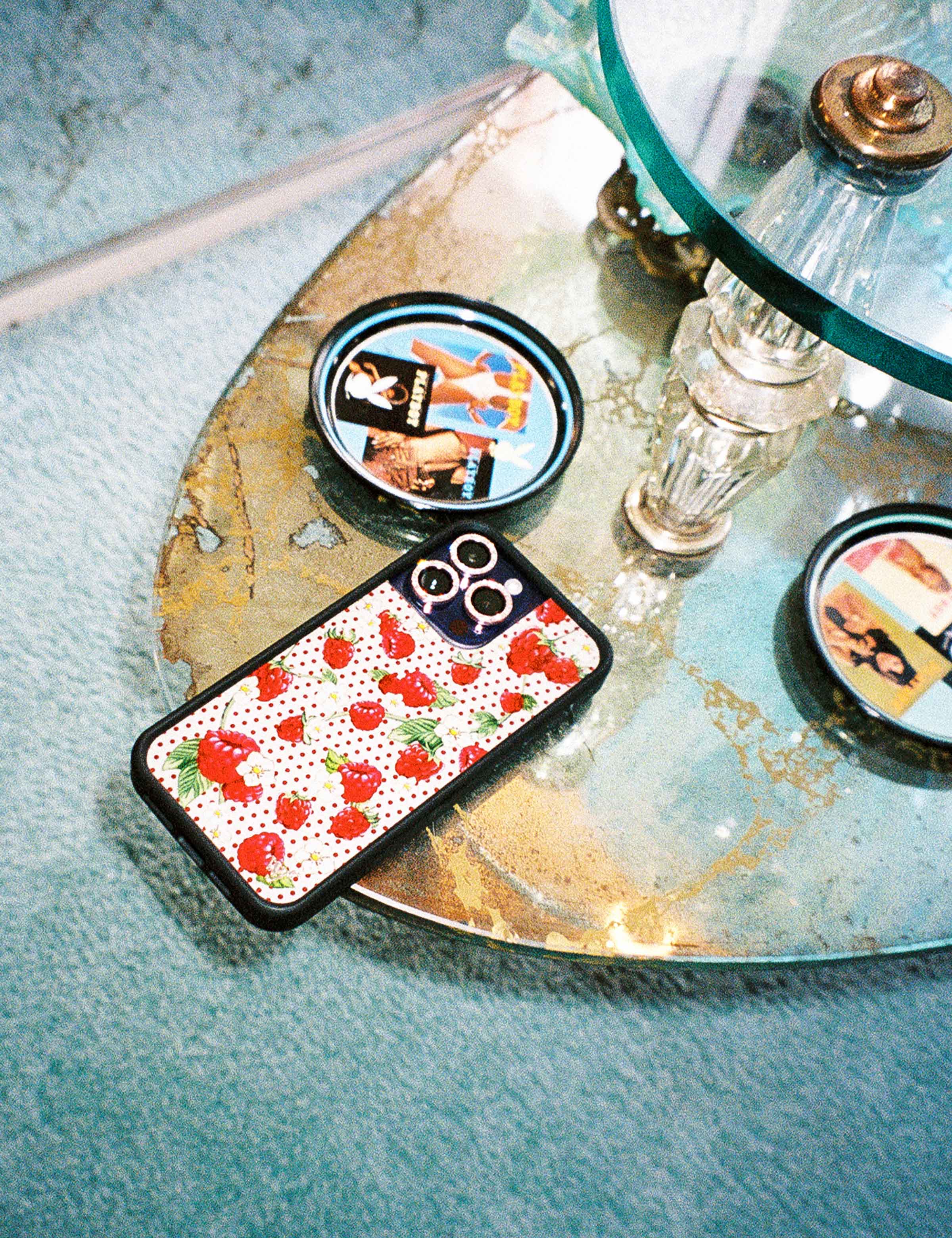 Wildflower Raspberry Polka Dot iPhone Case Lifestyle Image 02