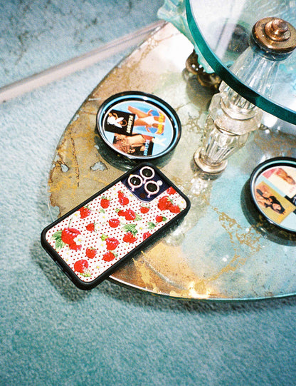 Wildflower Raspberry Polka Dot iPhone Case Lifestyle Image 02