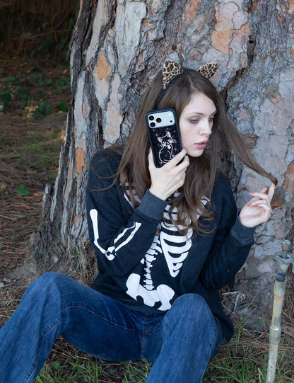 Lifestyle Image 02 Rhinestone Black Cat iPhone Case
