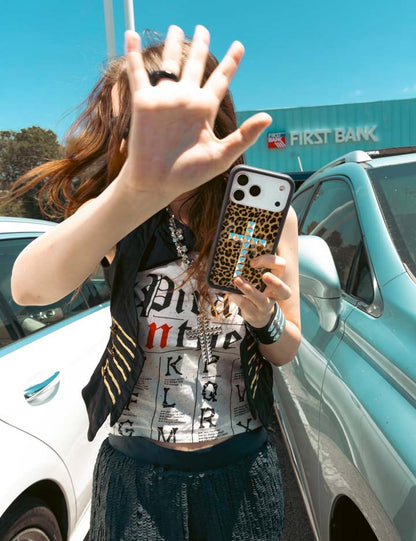 Lifestyle Image 02 Stud Cross Meow iPhone Case