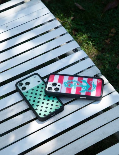 Supporting Image 03 Polka Dot Turquoise and Black iPhone Case