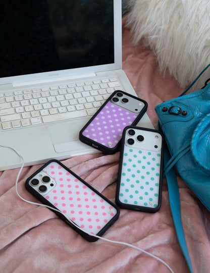 Supporting Image 03 Polka Dot White and Turquoise iPhone Case