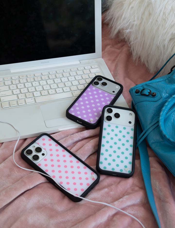 Supporting Image 03 Polka Dot White and Turquoise iPhone Case