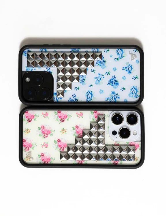 復古花卉釘飾iPhone手機殼