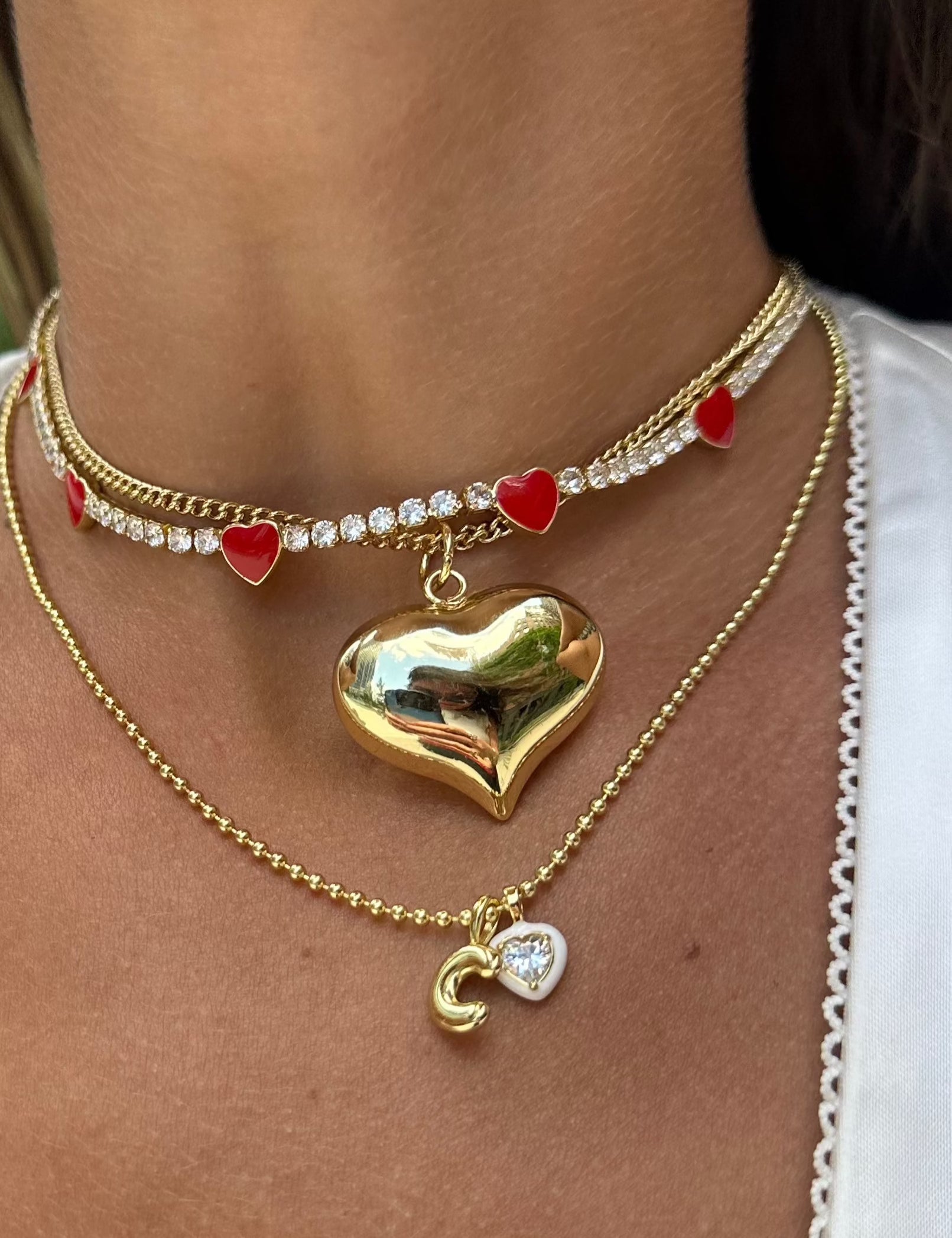 ENAMEL HEART TENNIS NECKLACE