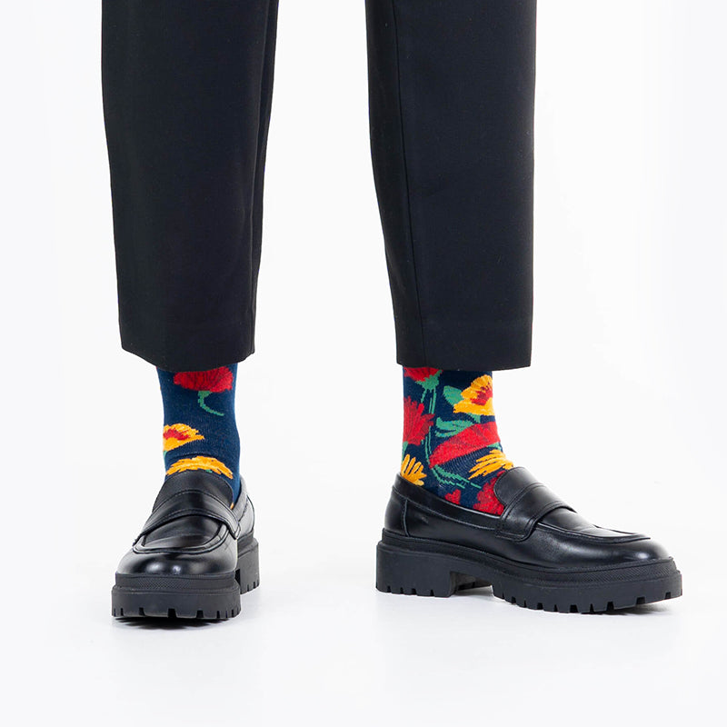 Flower Power Navy Socks