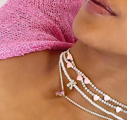 ENAMEL HEART TENNIS NECKLACE