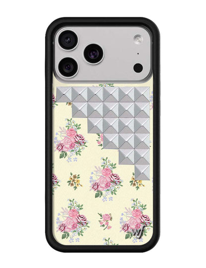 復古花卉釘飾iPhone手機殼