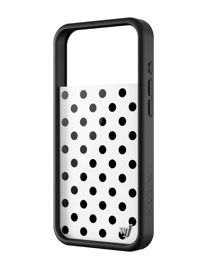 Wildflower iPhone case 17 Pro Max Polka Dot White Black Cute
