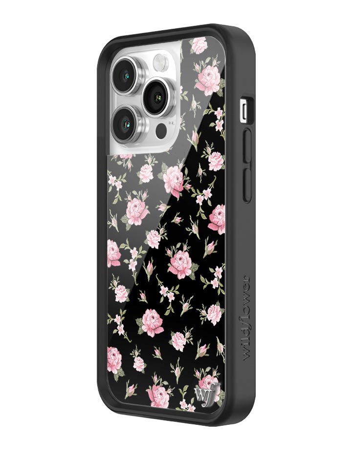 Wildflower Black And Pink Floral iPhone 14 Pro Case