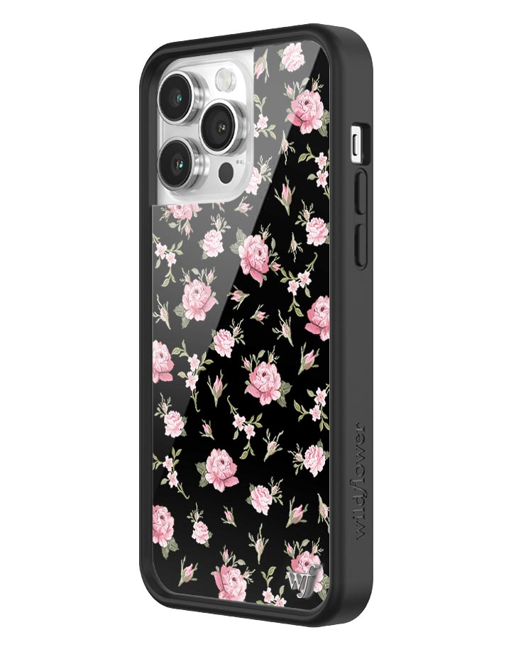 Wildflower Black And Pink Floral iPhone 14 Pro Max Case