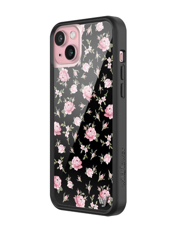 Wildflower Black And Pink Floral iPhone 15 Plus Case