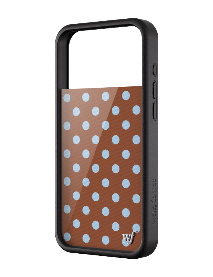 Wildflower iPhone case 17 Pro Max Polka Dot Brown Blue Cute