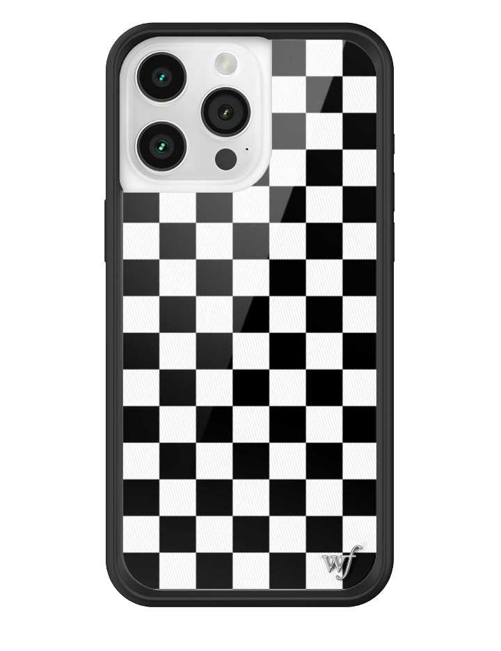 wildflower iphone case 15 pro max black checkers black white