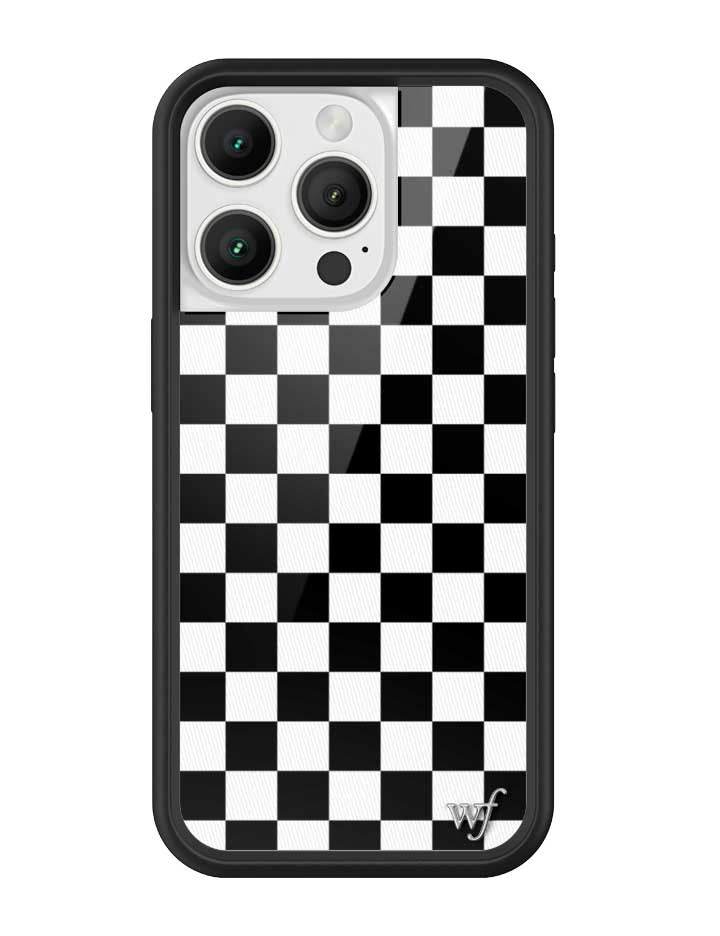 wildflower iphone case 16 pro black checkers black white