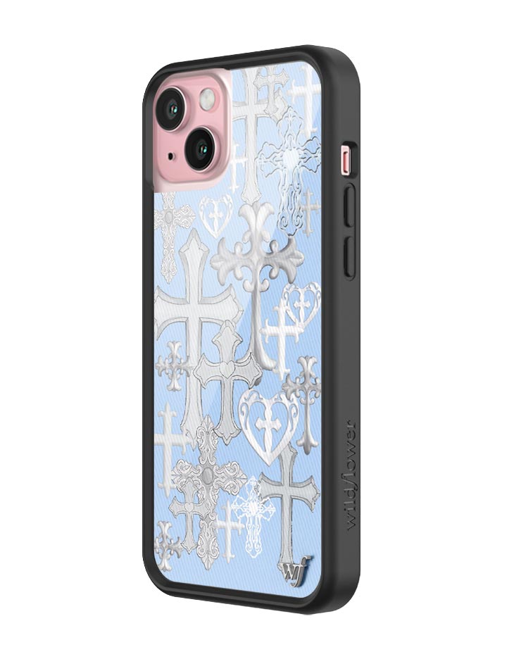 Wildflower Cross Girl iPhone 15 Plus Case