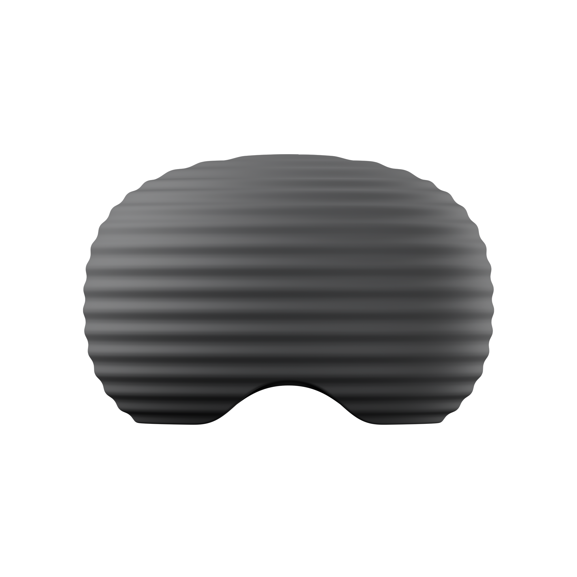 Dark gray, ribbed cylindrical object on a white background