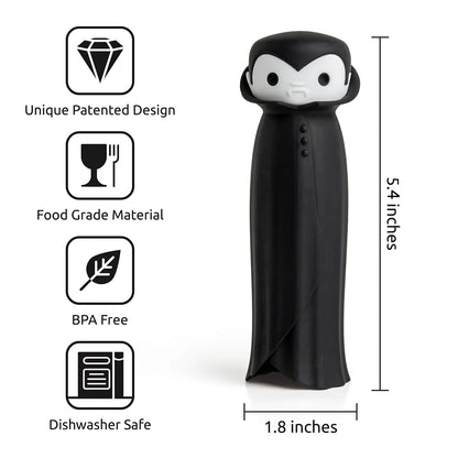 Drac N Roll: Cartoon vampire garlic peeler by OTOTO, BPA-free, dishwasher-safe.