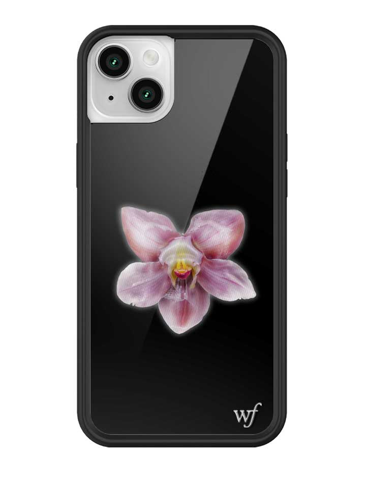 wildflower iphone case 14 orchid flower black pink