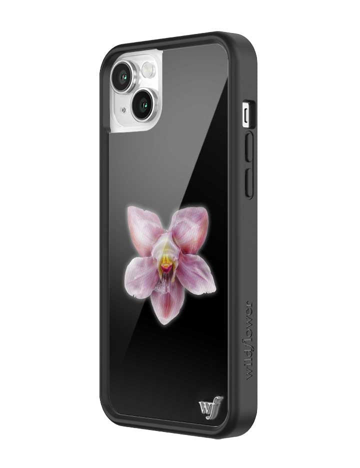 wildflower iphone case 14 orchid flower black pink