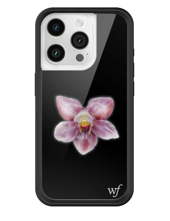 wildflower iphone case 15 pro orchid flower black pink