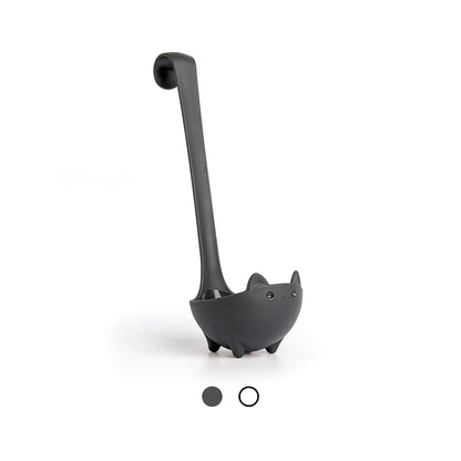 Meet Katie: a black cat-shaped ladle with a long handle and cute ears.