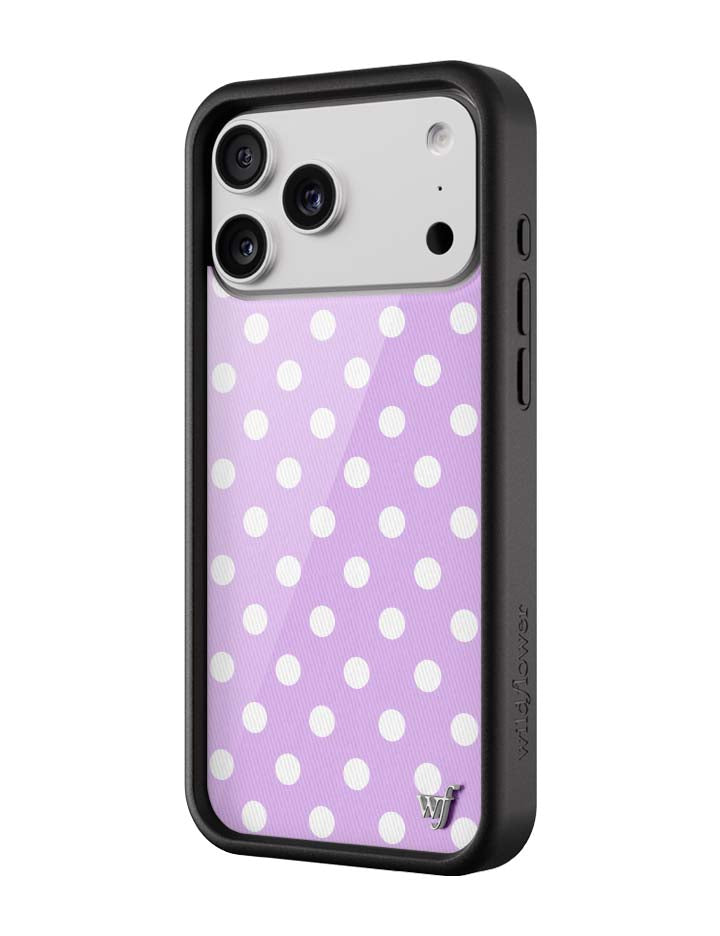 Wildflower iPhone case 18 Pro Max Polka Dot Lavender White Cute