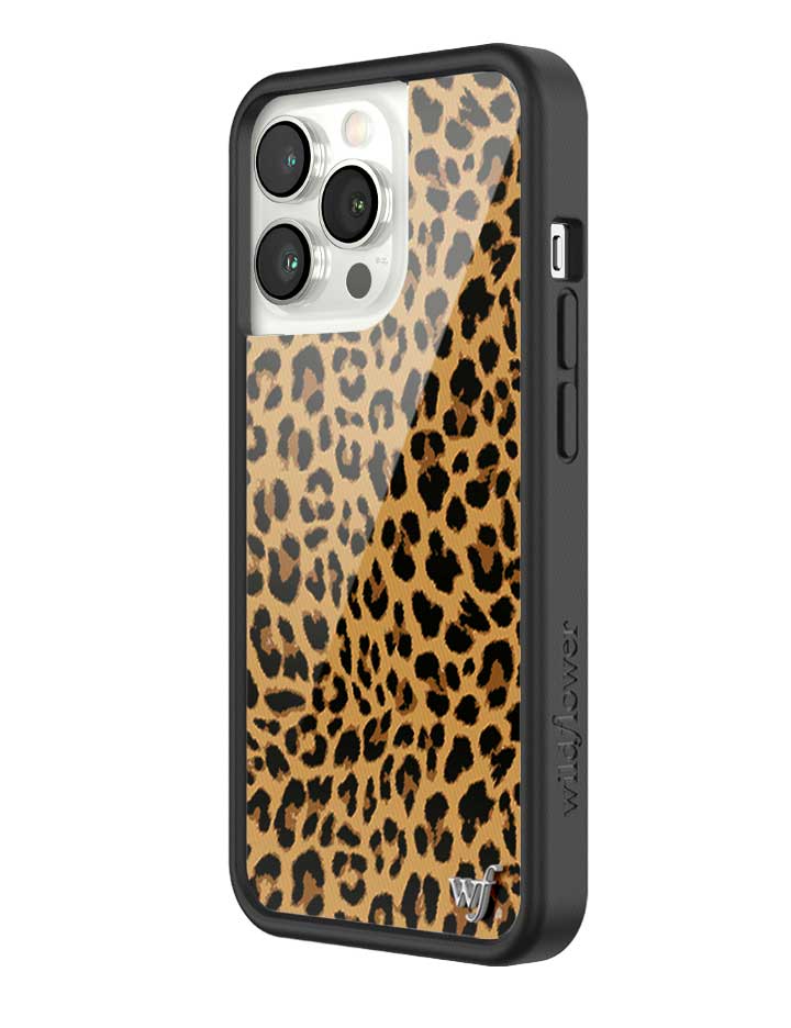 Wildflower iPhone case 13 Pro Meow Leopard Black Tan 2