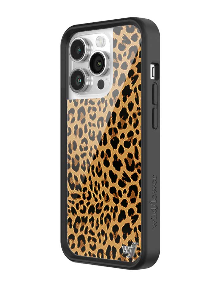 Wildflower iPhone case 14 Pro Meow Leopard Black Tan 2