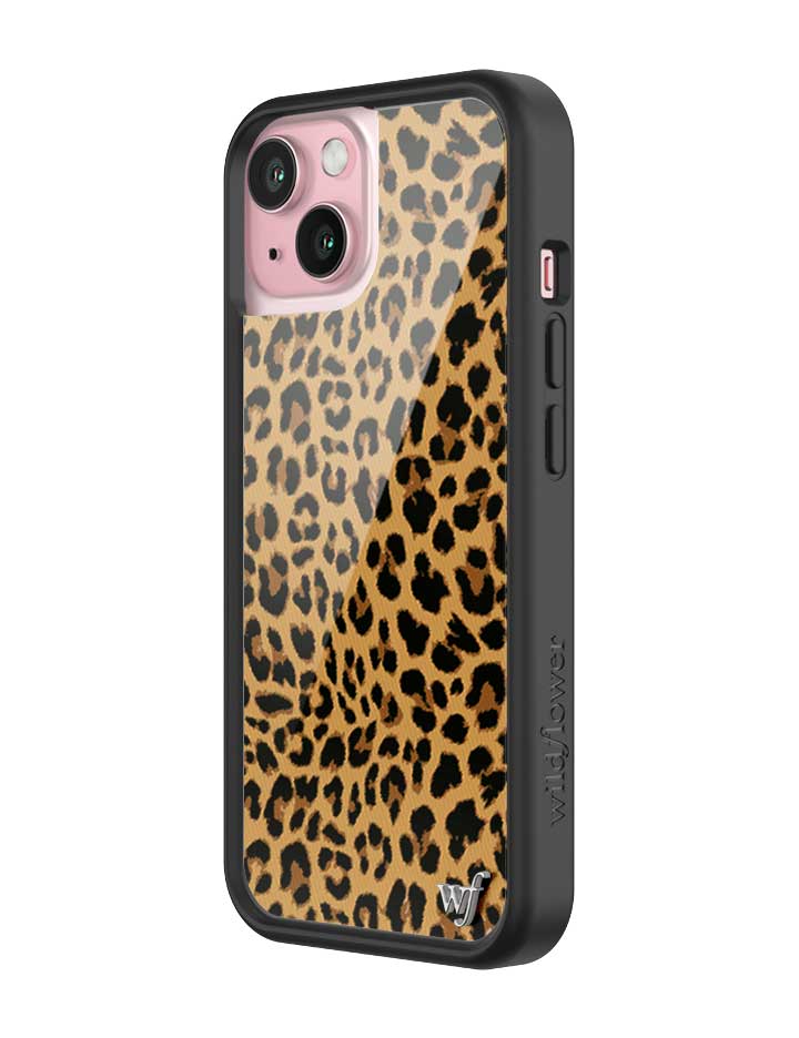 Wildflower iPhone case 15 Meow Leopard Black Tan 2