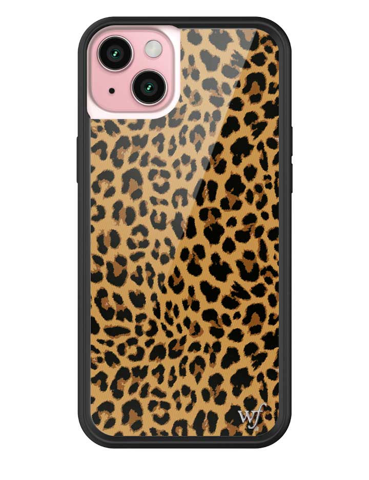 Wildflower iPhone case 15 Plus Meow Leopard Black Tan