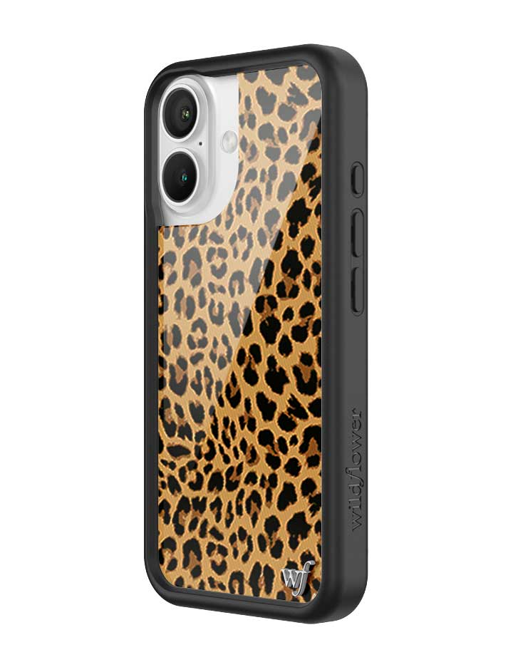 Wildflower iPhone case 16 Meow Leopard Black Tan